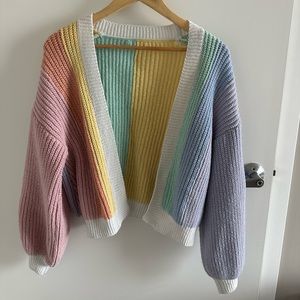 Multi-pastel knit cardigan